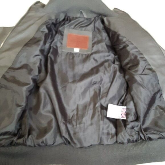 Women's Grey Faux Leather Bomber Jacket size S Miss London - Picture 7 of 11